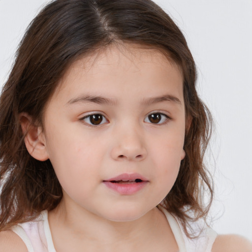 Neutral white child female with medium  brown hair and brown eyes