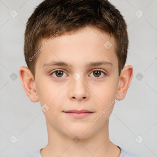 Neutral white child male with short  brown hair and brown eyes