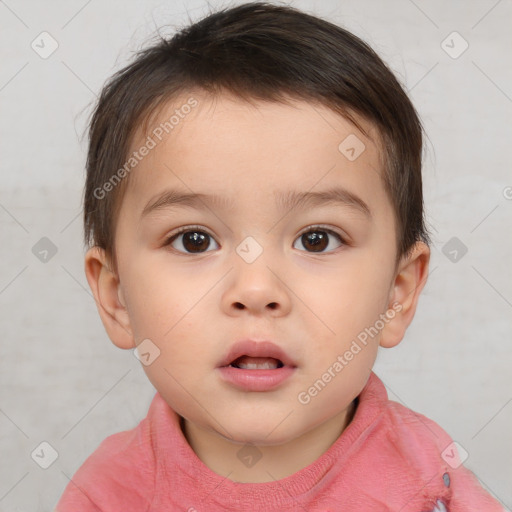 Neutral white child male with short  brown hair and brown eyes