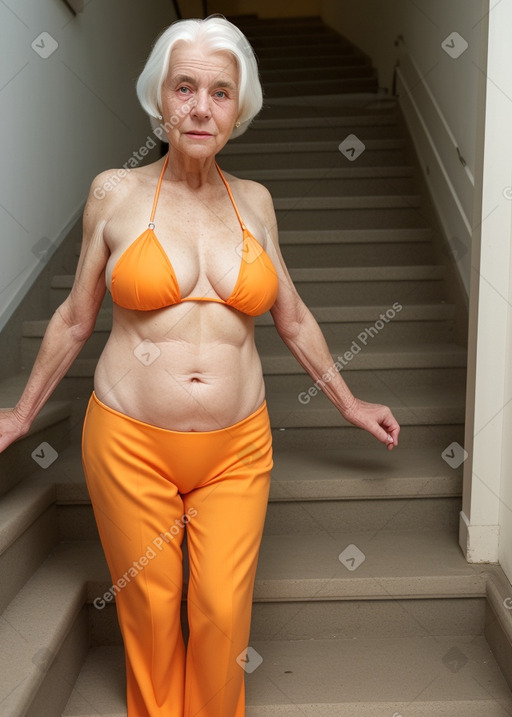 Caucasian elderly female with  white hair