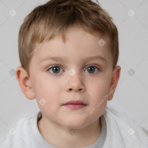 Neutral white child male with short  brown hair and brown eyes