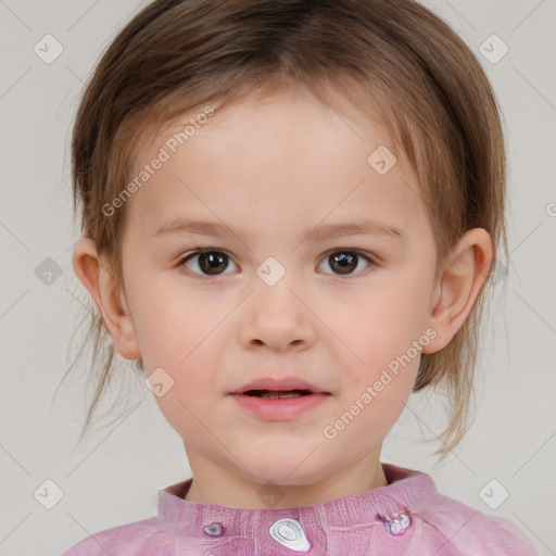 Neutral white child female with medium  brown hair and brown eyes