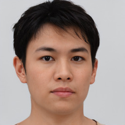 Neutral asian young-adult male with short  brown hair and brown eyes