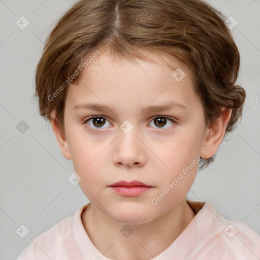 Neutral white child female with medium  brown hair and brown eyes