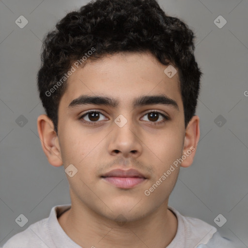 Neutral latino young-adult male with short  brown hair and brown eyes