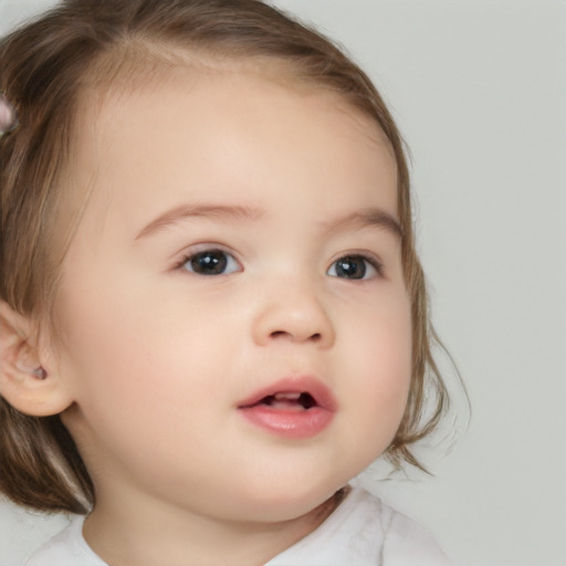 Neutral white child female with medium  brown hair and brown eyes