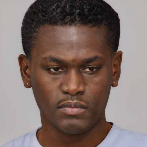 Neutral black young-adult male with short  brown hair and brown eyes