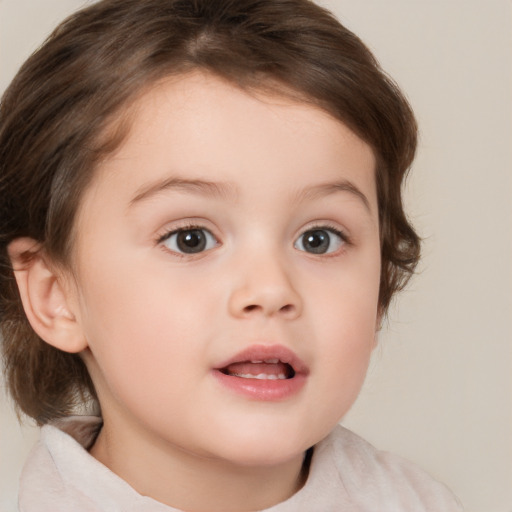 Neutral white child female with medium  brown hair and brown eyes