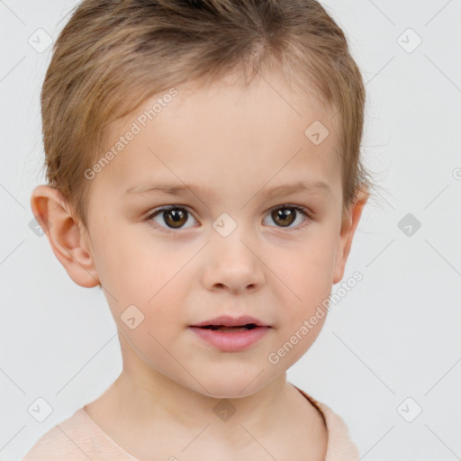 Neutral white child male with short  brown hair and brown eyes