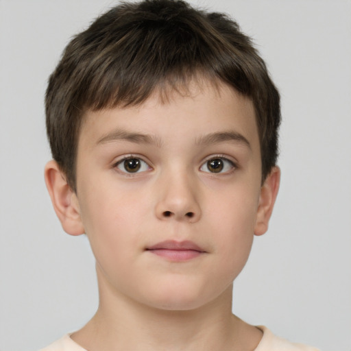 Neutral white child male with short  brown hair and brown eyes