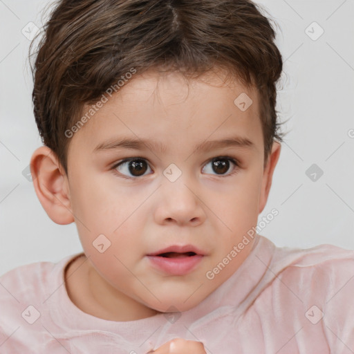 Neutral white child male with short  brown hair and brown eyes