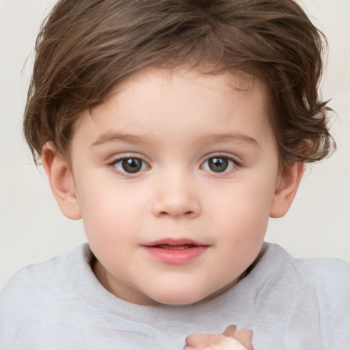 Neutral white child female with short  brown hair and brown eyes