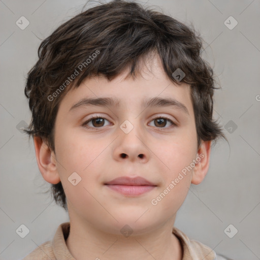 Neutral white child male with medium  brown hair and brown eyes