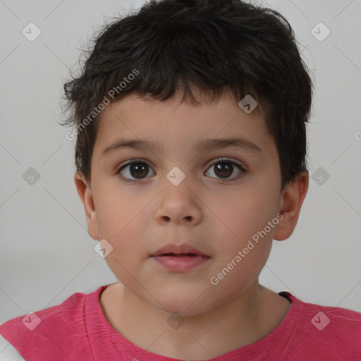 Neutral white child male with short  brown hair and brown eyes