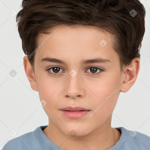 Neutral white child male with short  brown hair and brown eyes