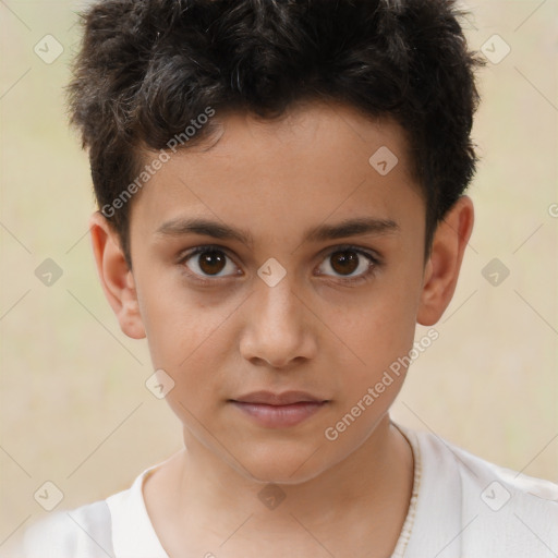 Neutral white child male with short  brown hair and brown eyes