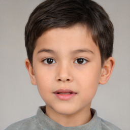 Neutral white child male with short  brown hair and brown eyes