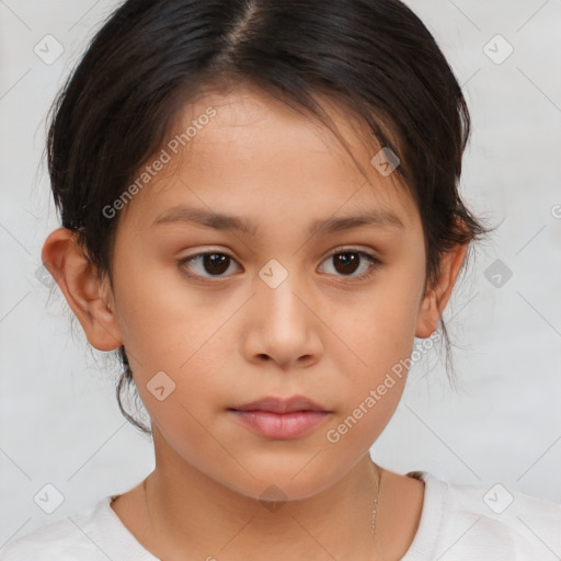 Neutral white child female with medium  brown hair and brown eyes