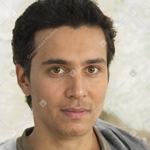 Neutral white adult male with short  brown hair and brown eyes