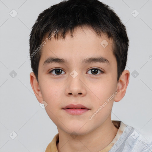 Neutral white child male with short  brown hair and brown eyes