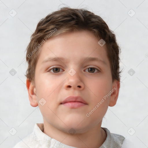 Neutral white child male with short  brown hair and brown eyes