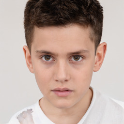 Neutral white child male with short  brown hair and brown eyes