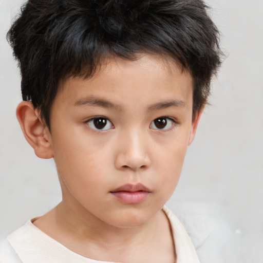 Neutral white child male with short  brown hair and brown eyes