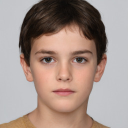 Neutral white child male with short  brown hair and brown eyes