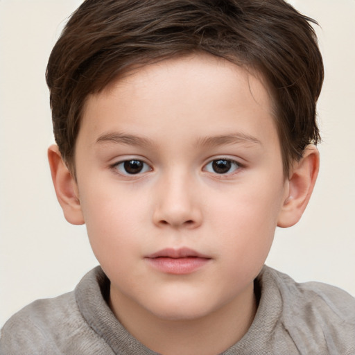 Neutral white child female with short  brown hair and brown eyes