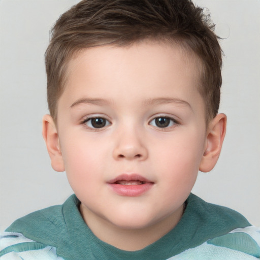 Neutral white child male with short  brown hair and brown eyes