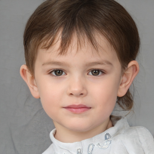 Neutral white child female with medium  brown hair and brown eyes