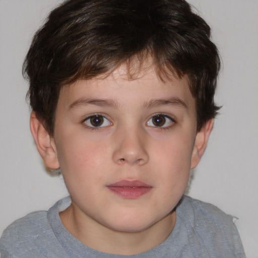 Neutral white child male with short  brown hair and brown eyes