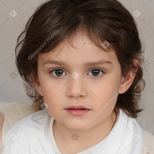 Neutral white child female with medium  brown hair and brown eyes