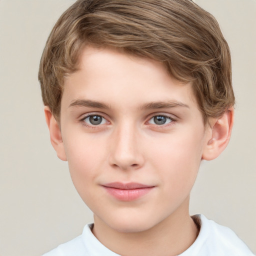 Neutral white child male with short  brown hair and brown eyes