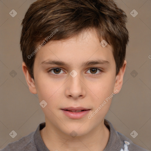 Neutral white child male with short  brown hair and brown eyes