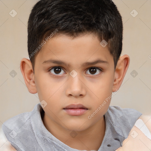 Neutral white child male with short  brown hair and brown eyes