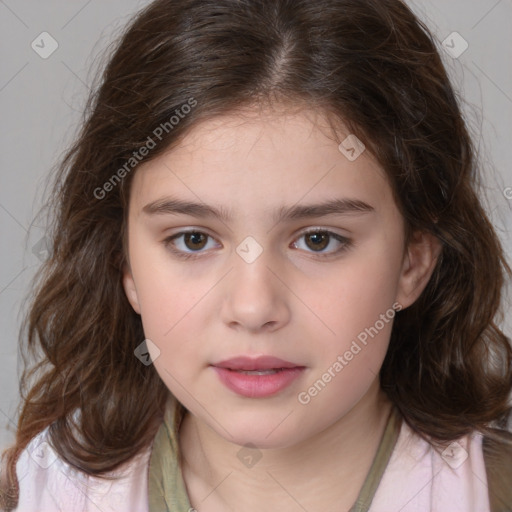 Neutral white child female with medium  brown hair and brown eyes