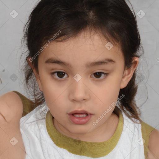 Neutral white child female with medium  brown hair and brown eyes