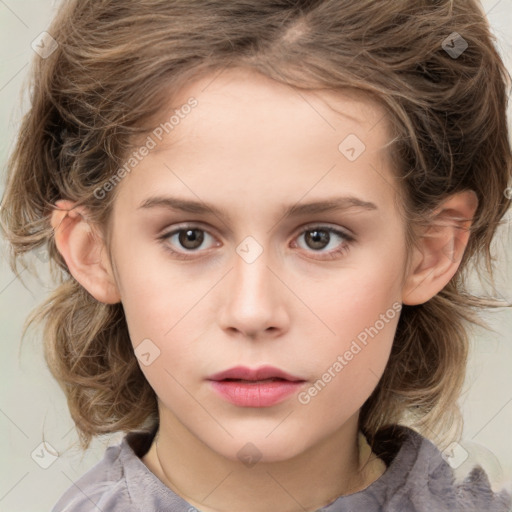 Neutral white child female with medium  brown hair and brown eyes