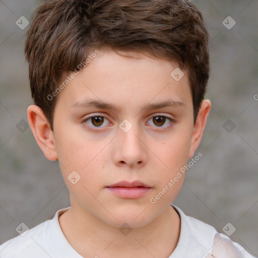 Neutral white child male with short  brown hair and brown eyes