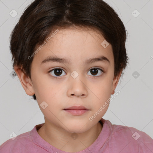 Neutral white child female with medium  brown hair and brown eyes