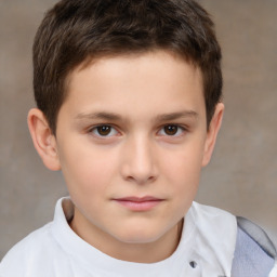 Neutral white child male with short  brown hair and brown eyes