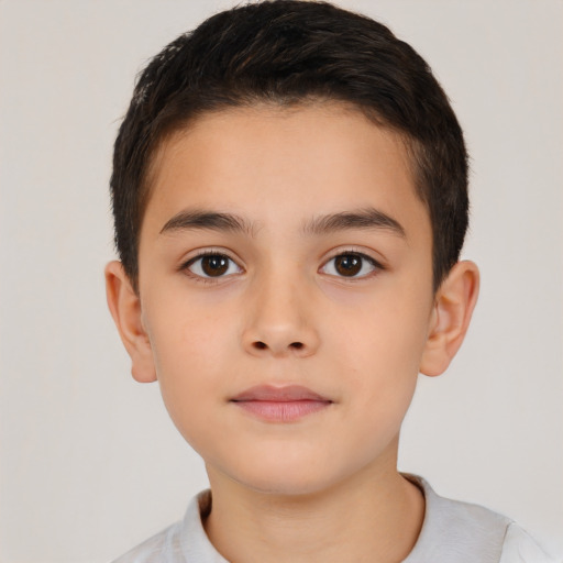 Neutral white child male with short  brown hair and brown eyes