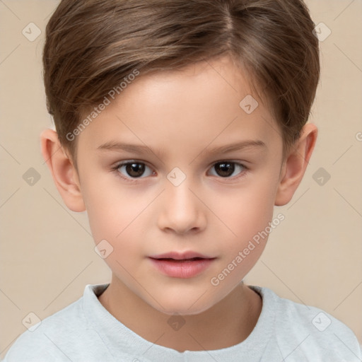 Neutral white child female with short  brown hair and brown eyes