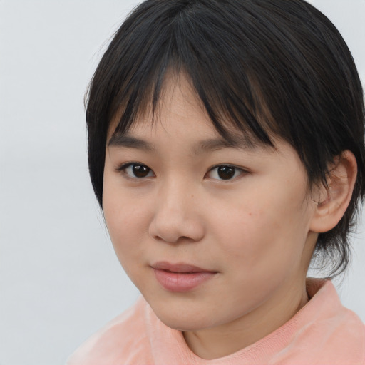 Neutral asian young-adult female with medium  brown hair and brown eyes