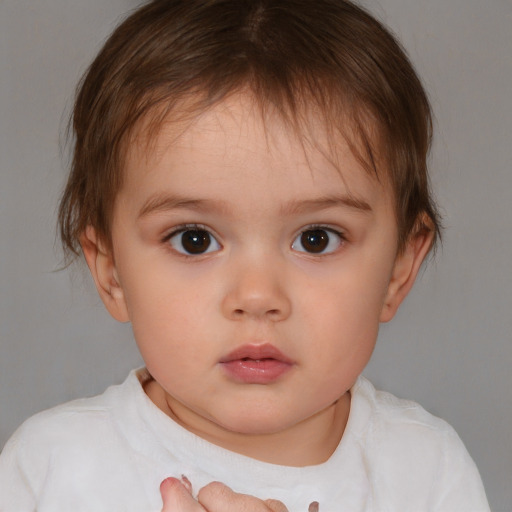 Neutral white child female with medium  brown hair and brown eyes