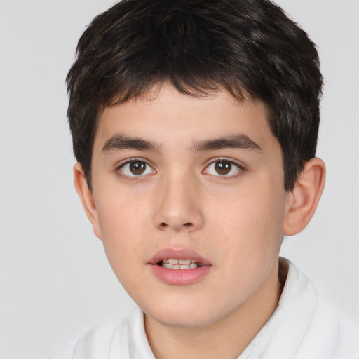 Neutral white child male with short  brown hair and brown eyes
