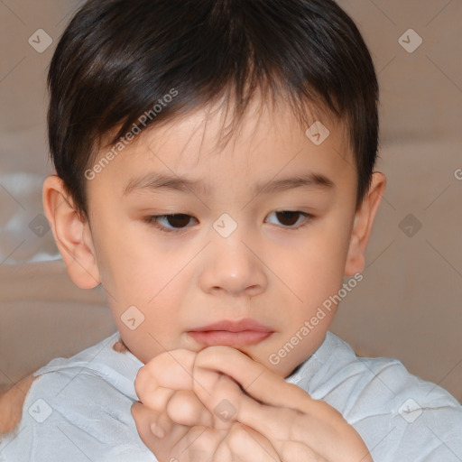 Neutral white child male with short  brown hair and brown eyes