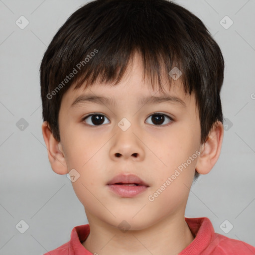 Neutral white child male with short  brown hair and brown eyes