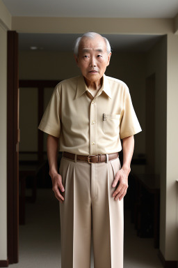 South korean elderly male with  brown hair